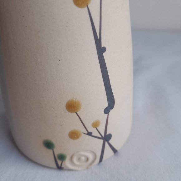 Vase MCM Mid Century Modern Floral Swirl Blue Teal Green Cream White - Picture 8 of 8